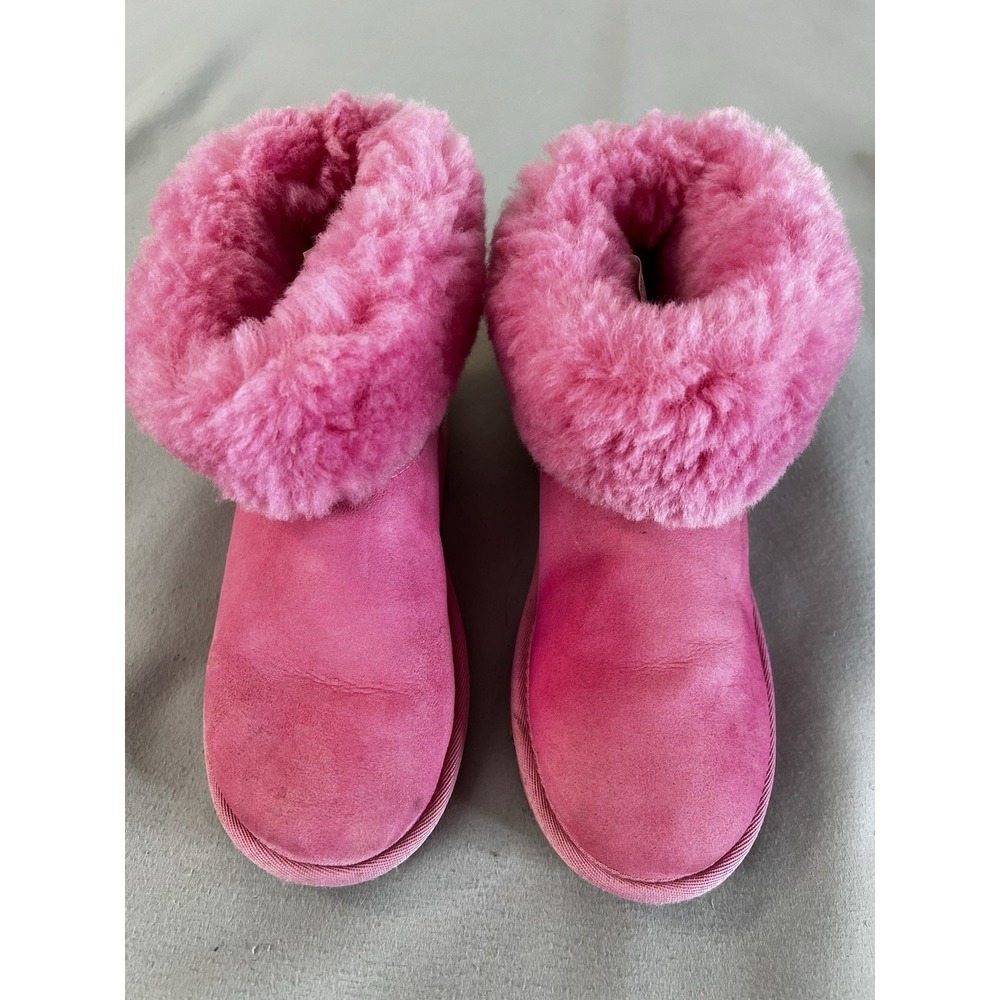 Ugg Australia Kids Girls Size 4 Hot Pink Suede Sheepskin Boots